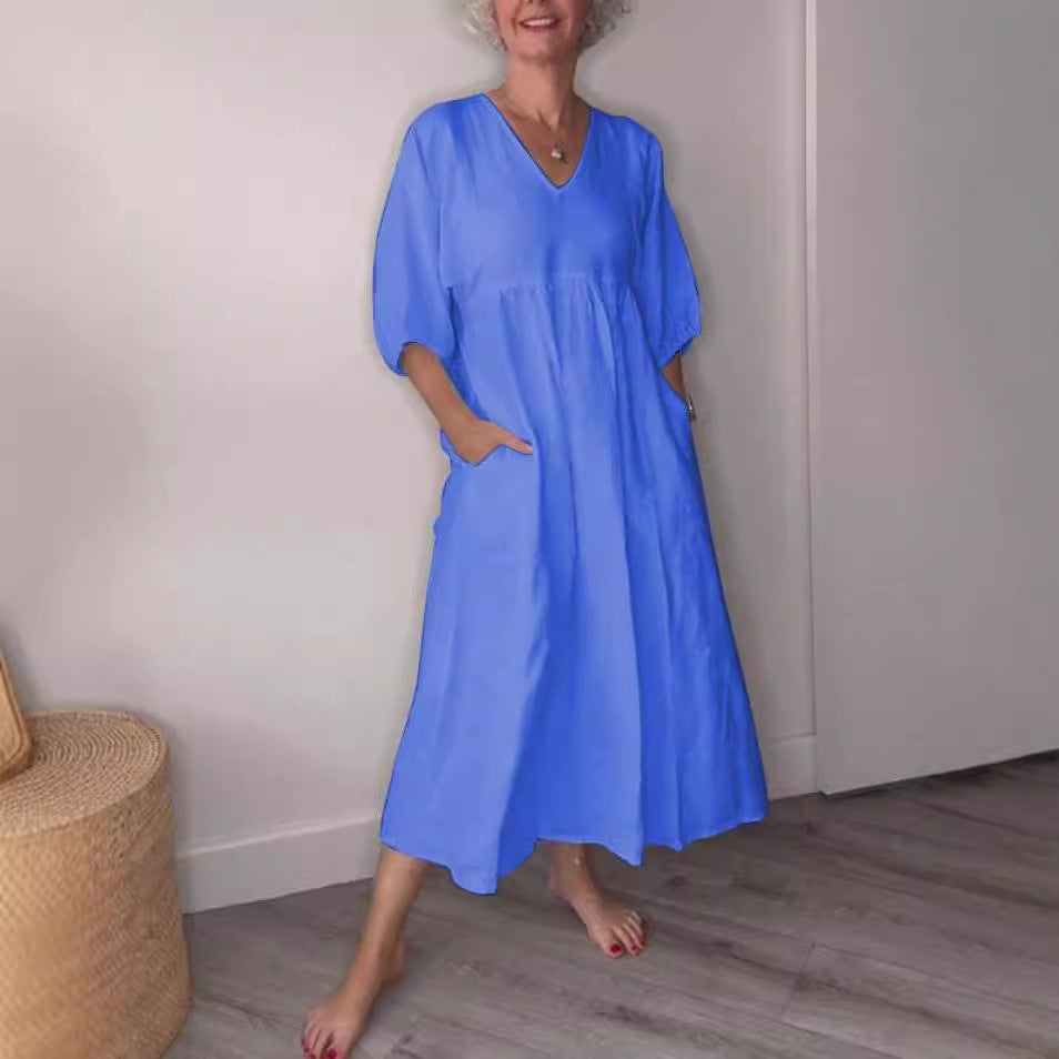 V-Neck Ruffle Sleeve Dress