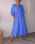 V-Neck Ruffle Sleeve Dress