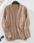 Cable Knit Open Front Long Sleeve Cardigan
