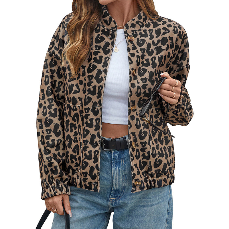 Retro Brown Leopard Print Long Coat
