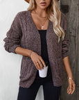 Cable Knit Open Front Long Sleeve Cardigan