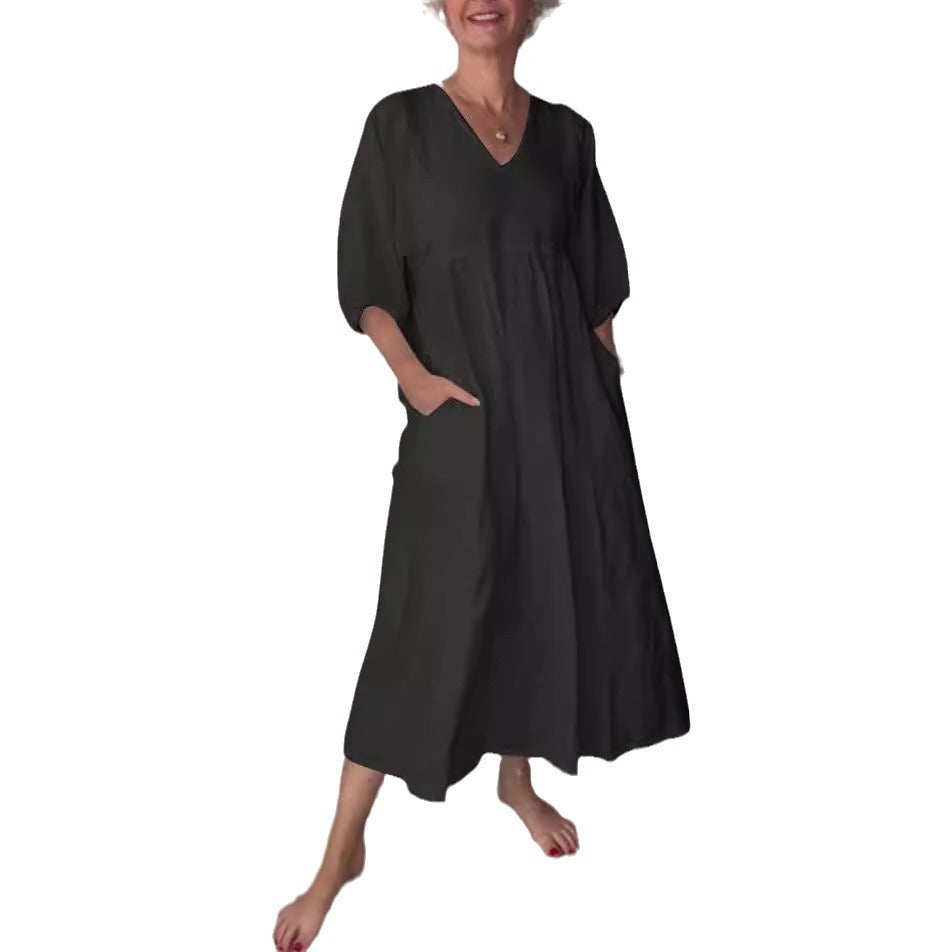 V-Neck Ruffle Sleeve Dress