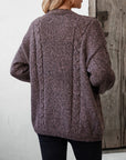 Cable Knit Open Front Long Sleeve Cardigan