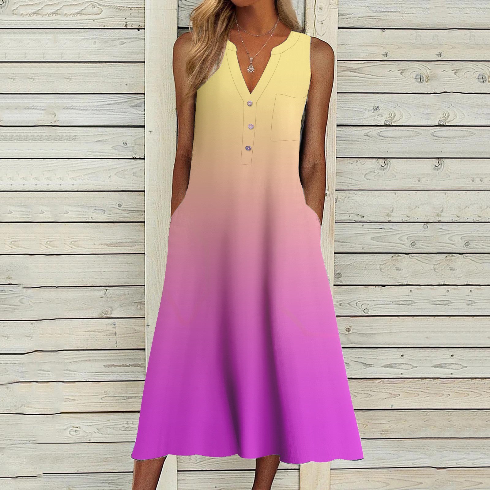 Carefree Stripes V-Neck Dress