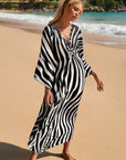 Chic Silk Kimono Dress in Exotic Tropic Print
