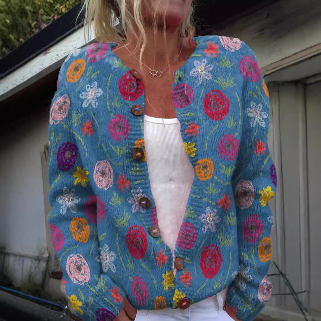 Casual Women’s Cardigan with Digital Print