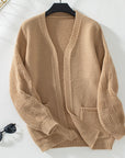 Loose Solid Color Long Sleeved Casual Cardigan