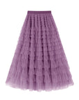 Flowy Layered Mesh Midi Skirt
