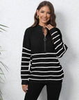 Mock Neck Long Sleeve Zip-Up Sweater