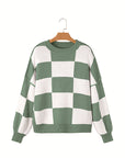 Women's Casual Style Plaid Contrast Color Sweater