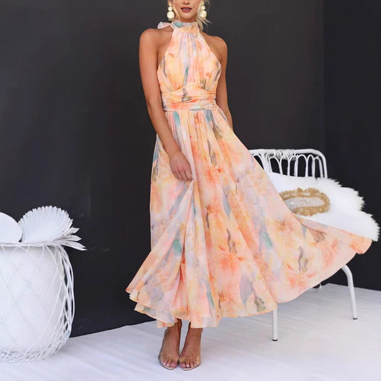 Colorful French-Style Maxi Dress