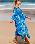 Chic Kimono-Style Dress in Amber Tide Hues