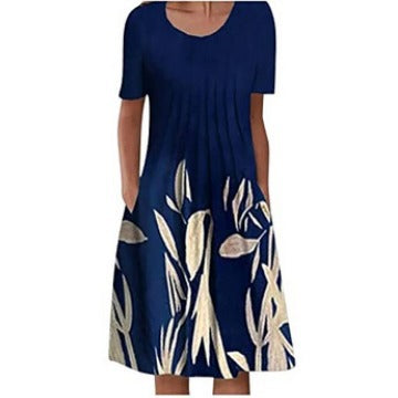 Casual Round Neck Long Dress
