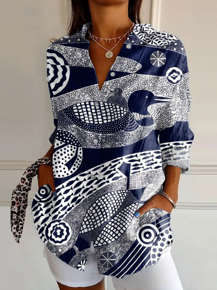 Casual Fit Bloom Print Blouse