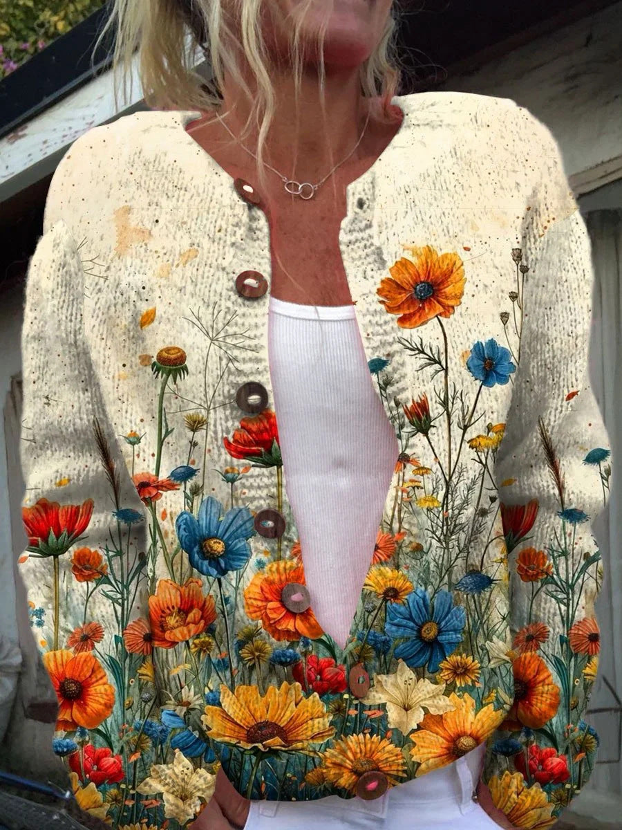 Casual Women’s Cardigan with Digital Print