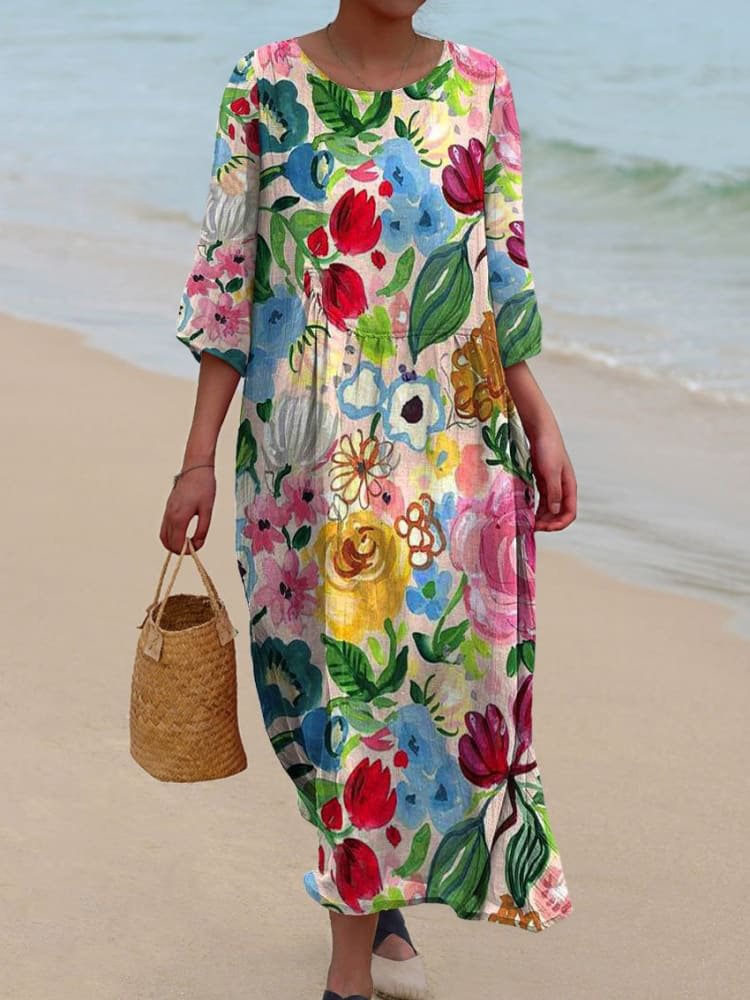 Trendy Floral Printed Midi Dress
