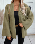 Women's Long V Neck Solid Color Cardigan