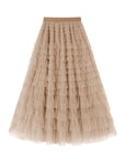 Flowy Layered Mesh Midi Skirt