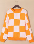Women's Casual Style Plaid Contrast Color Sweater