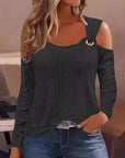 Stylish Button Detail Long Sleeve Top
