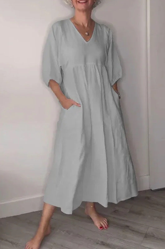 V-Neck Ruffle Sleeve Dress