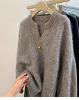 Women's V-Neck Fleece Sweater