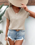 Casual V-neck Short Sleeve Top