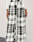 Button Plaid High Waisted Pants