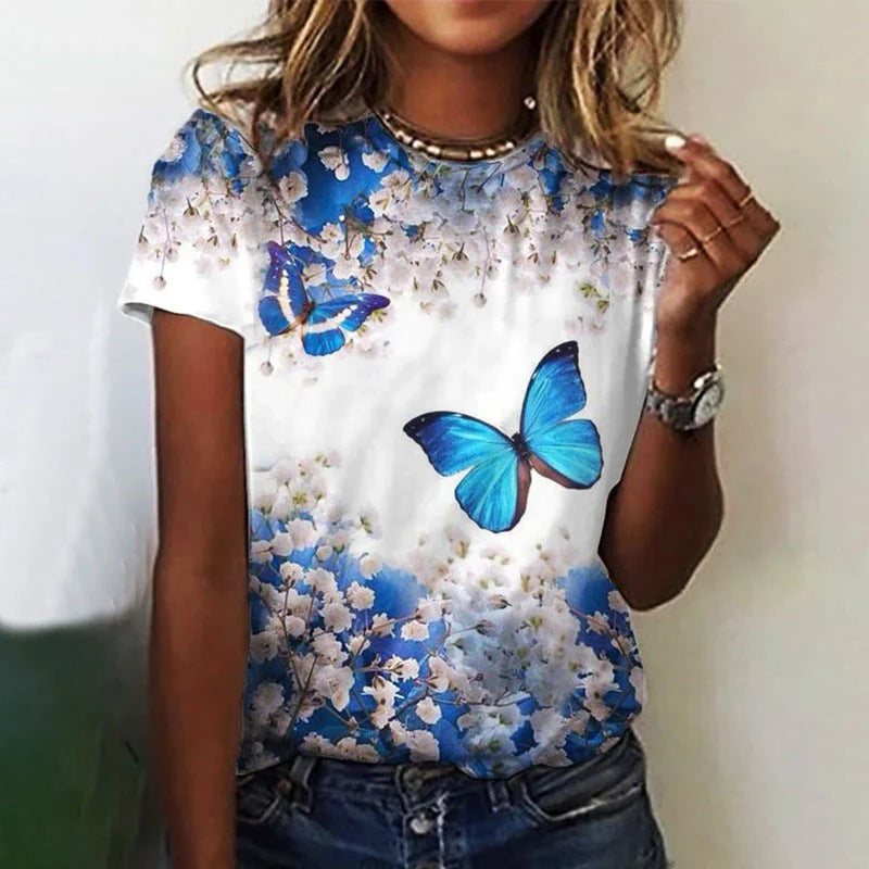 Printed Butterfly Casual Top