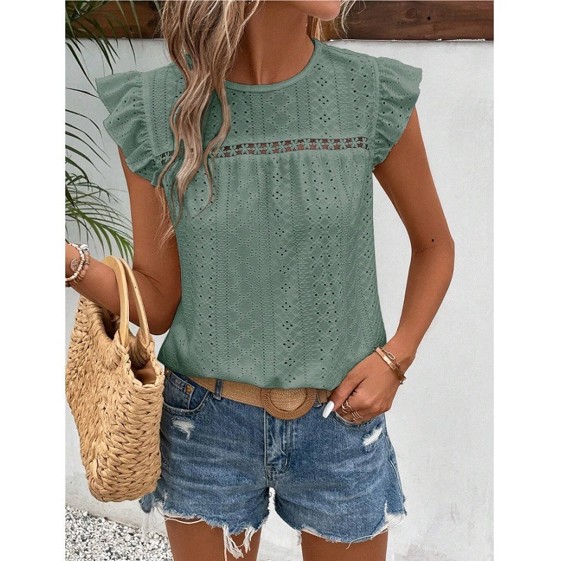 Elegant Ruffle Sleeve Top