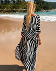 Chic Silk Kimono Dress in Exotic Tropic Print