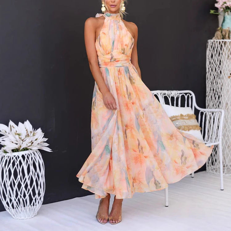 Colorful French-Style Maxi Dress
