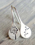Delicate Silver Dandelion Drop Earrings