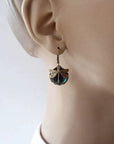Unique Antique Gold Blue Crystal Earrings