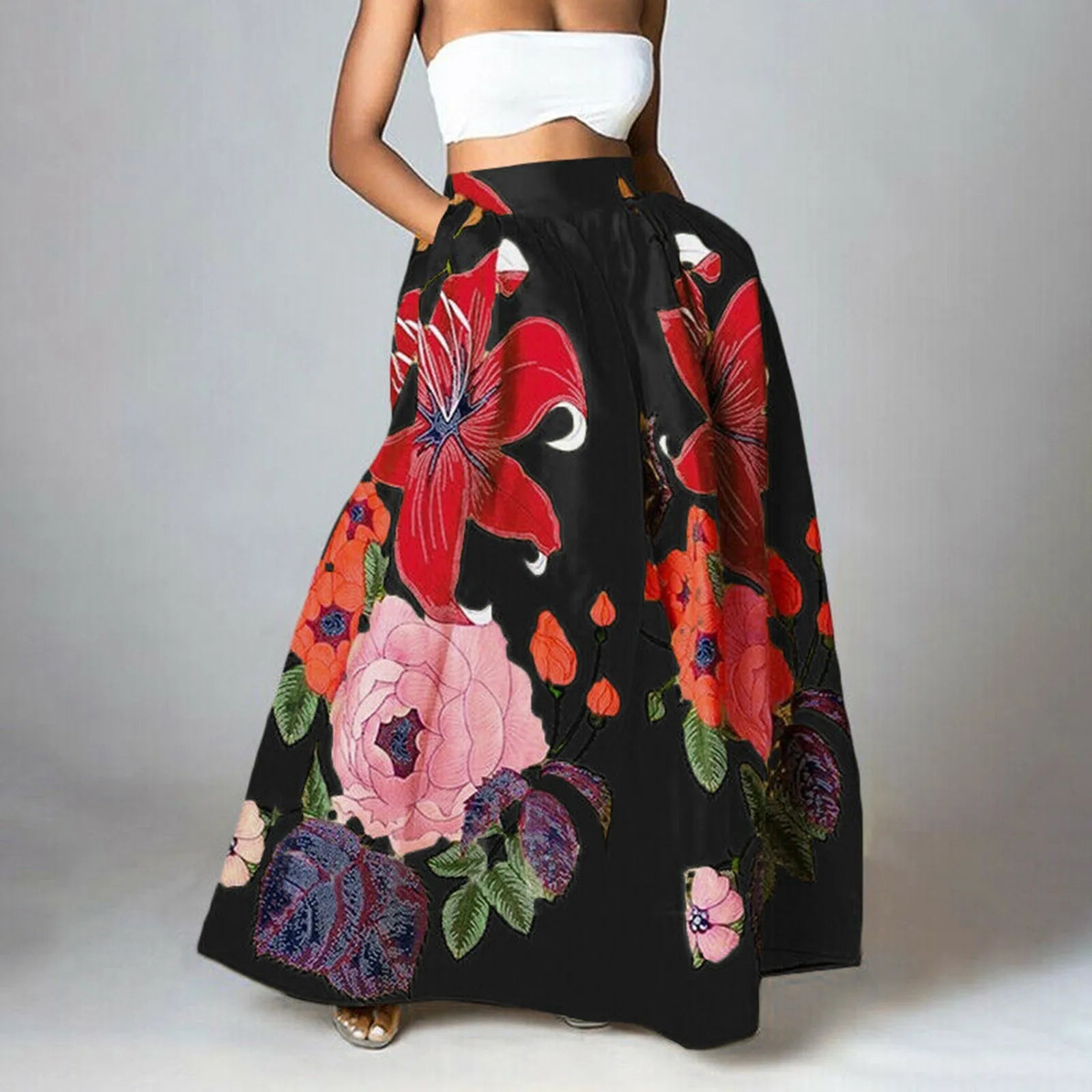 Women's Floral Stylish Print High-Waisted Skirt