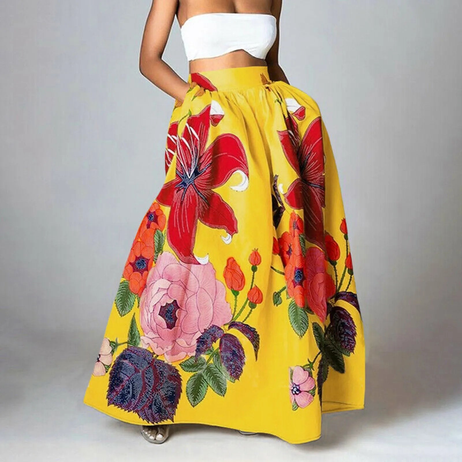 Women's Floral Stylish Print High-Waisted Skirt