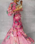Chic Flower Print Midi Dress