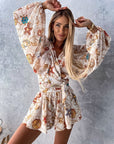 Stylish Long Sleeve Summer Wrap Jumpsuit