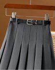 Stylish Belted Pleated Midi Skirt