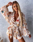 Stylish Long Sleeve Summer Wrap Jumpsuit