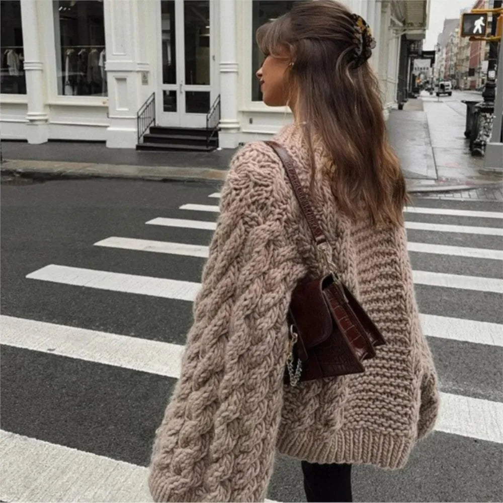 Casual Round Neck Thick Knit Sweater