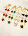 Elegant Gold-Plated Five Flower Charm Bracelet