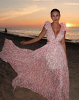 Elegant Backless Ruffles Maxi Dress