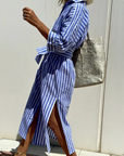Striped Shirt Dress for Women – Casual Button Down Summer Dress