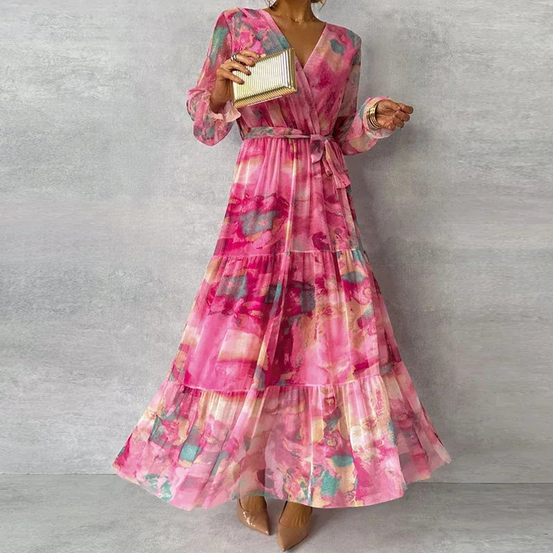 Chic Flower Print Midi Dress