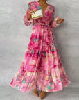 Chic Flower Print Midi Dress