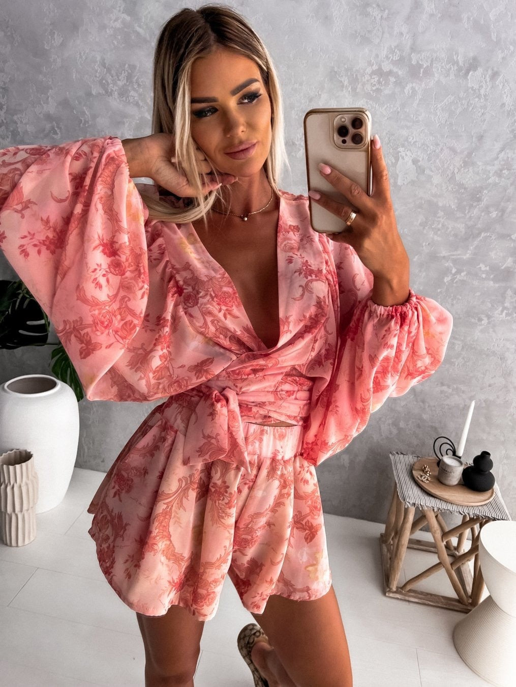 Stylish Long Sleeve Summer Wrap Jumpsuit