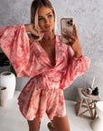 Stylish Long Sleeve Summer Wrap Jumpsuit
