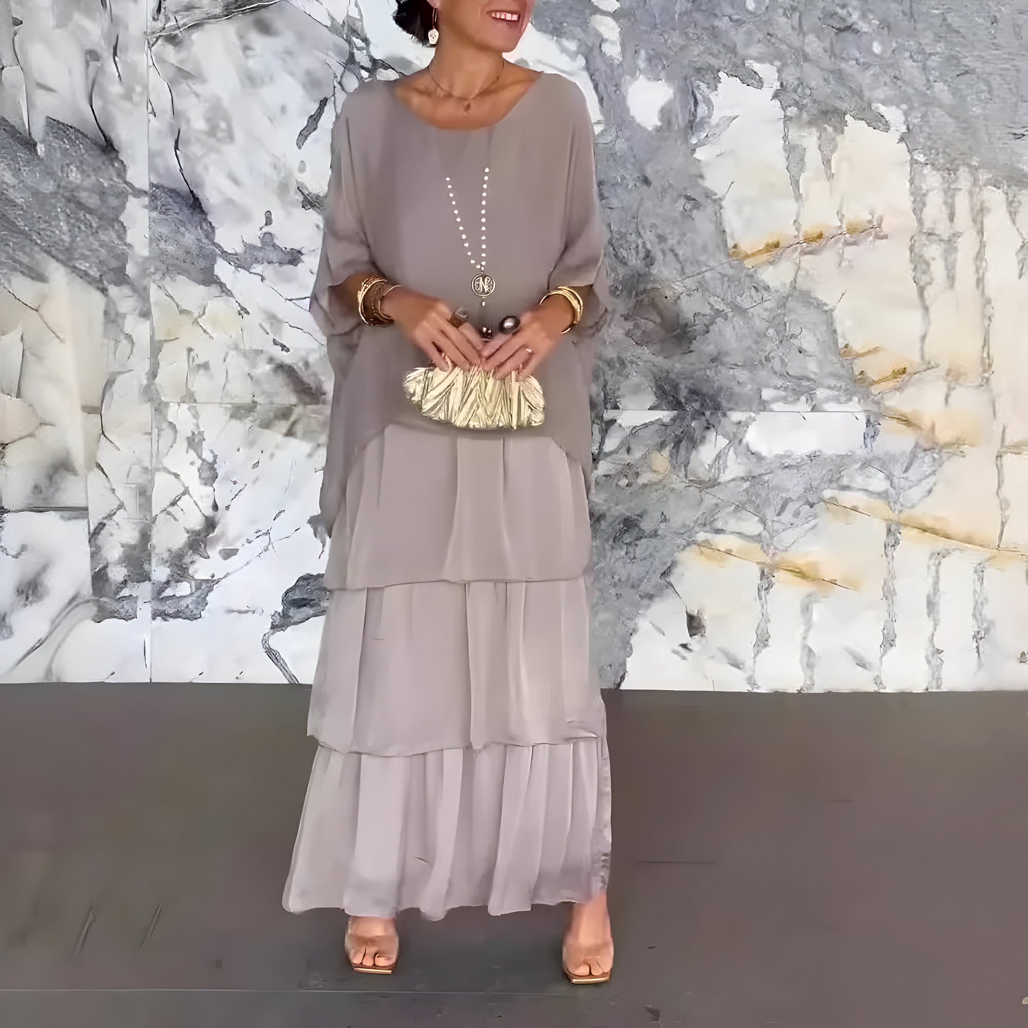 Chic Luna Dress with Soft Layered Skirt