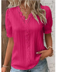 Casual V-Neck Lace Blouse
